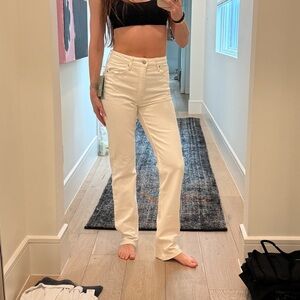 H&M Women's Cream Straight Leg Jeans